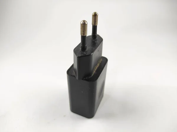 Black Smartphone Charger Head Isolated White Background Mini Studio — 图库照片