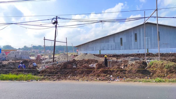 Cikancung Batı Cava Endonezya Ağustos 2021 Otoyol Kenarında Çalışan Cikancung — Stok fotoğraf