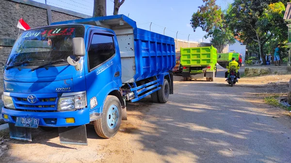 Cikancung Westjava Indonesien August 2021 Foto Mehrerer Lastwagen Mit Waren — Stockfoto