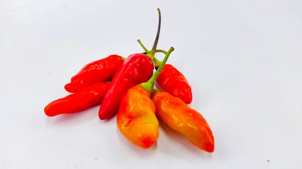 Abstract Defocct Photo Bunch Small Cayenne Pepper Isolated White Background — Zdjęcie stockowe