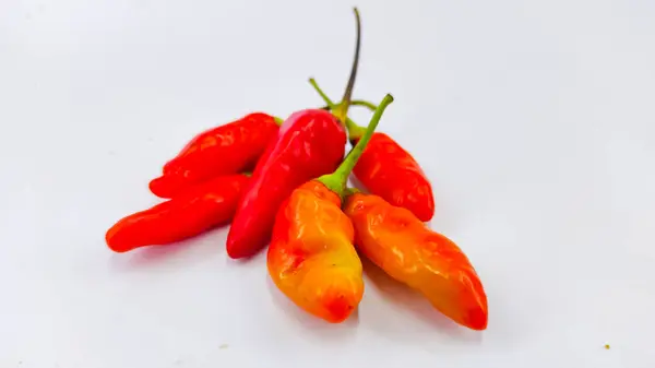 Abstract Defocct Photo Bunch Small Cayenne Pepper Isolated White Background — Zdjęcie stockowe