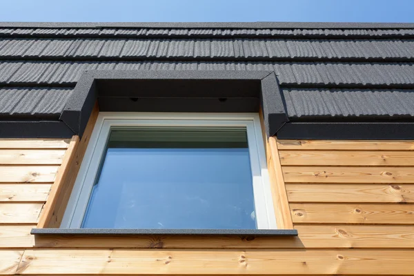 Roof Window on new wooden house closeup — Stock Photo, Image