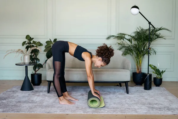 Concetto Allenamento Ginnico Visualizzazione Figura Intera Afro Americano Sportivo Forma — Foto Stock