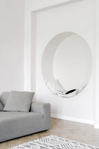 Interno Soggiorno Home Design Bianco Moderno Stile Appartamento Arredamento Minimale — Foto Stock