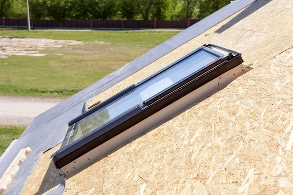 New skylight on a roof under construction — Stock Photo, Image