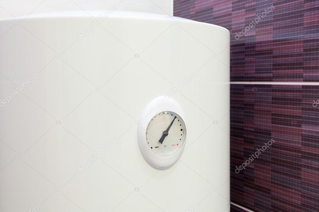 Closeup of temperature sensor in Electric Boiler (wall water heater)