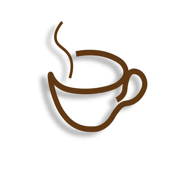 Xícara Logotipo Ícone Café Com Sombra Isolada Fundo Branco — Vetor de Stock