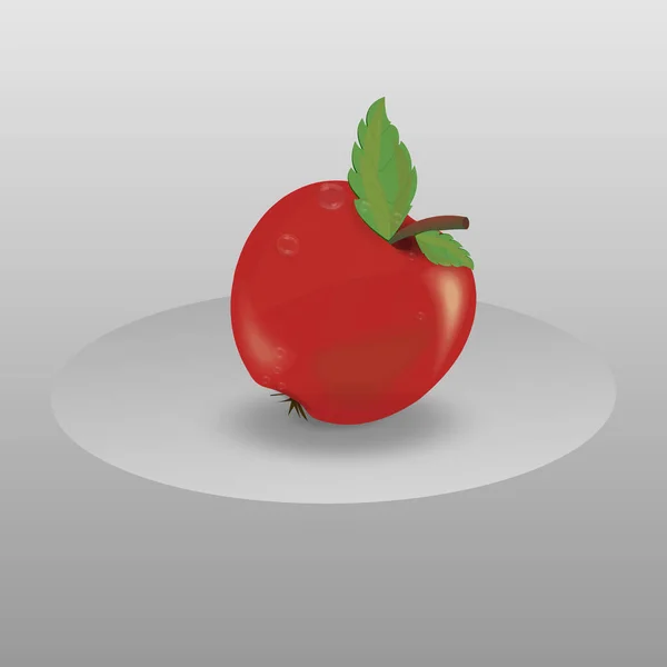 Apple Vector Illustratie Een Plaat Met Waterdruppels — Stockvector