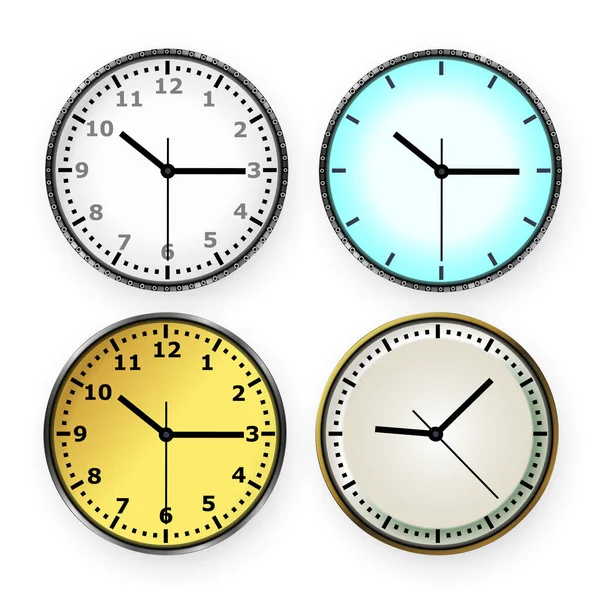 Vector Rodada Simples Relógio Prata Escritório Com Mostrador Relógio Parede —  Vetores de Stock