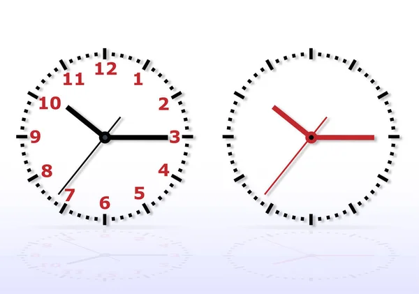 Vector Clásico Simple Reloj Pared Aislado Blanco Con Sombra Reflexión — Archivo Imágenes Vectoriales