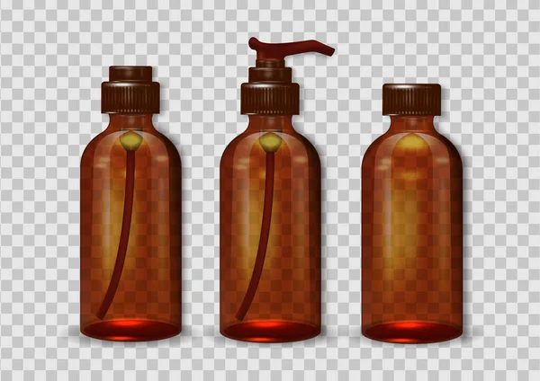 Braune Kosmetikflaschen Isoliert Auf Transparentem Hintergrund — Stockvektor