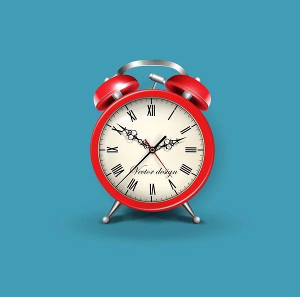 Relógio Alarme Vermelho Realista Com Setas Vintage Ilustração Vetorial Para — Vetor de Stock