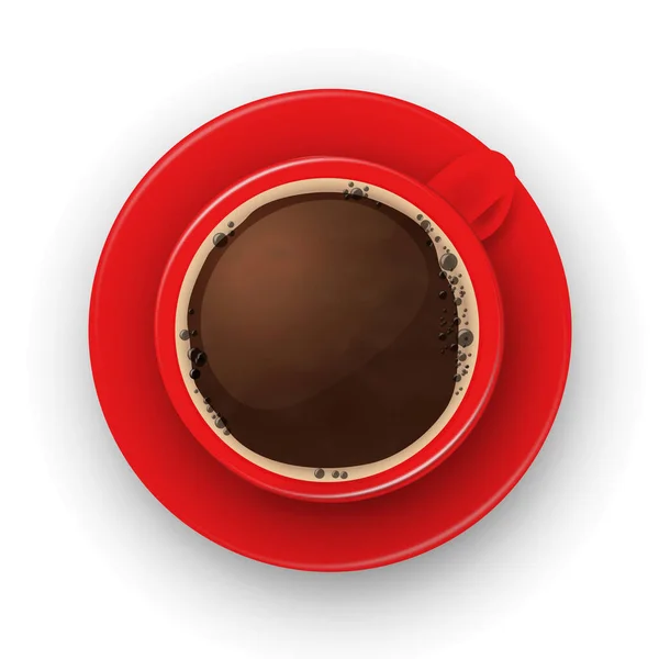 Copo Vermelho Realista Com Espuma Café — Vetor de Stock