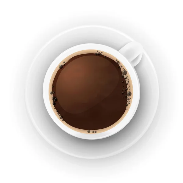 Taça Branca Realista Com Espuma Café — Vetor de Stock