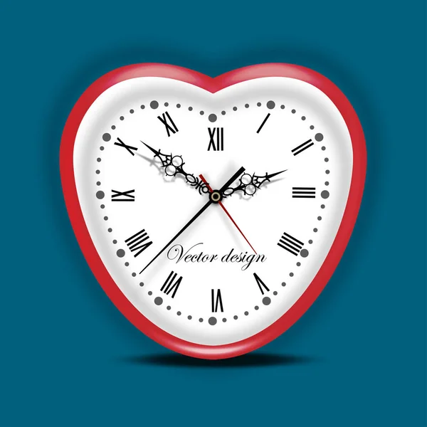 Relógio Alarme Vermelho Desvantagem Coração — Vetor de Stock