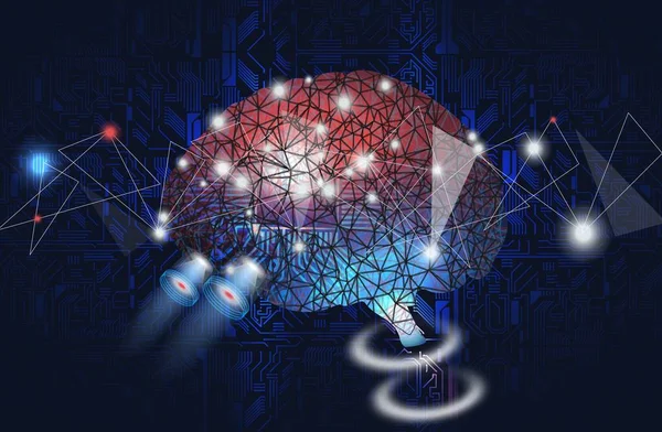 Creative Brain Concept Background Triangular Grid Artificial Intelligence Concept Vector — Stock Vector