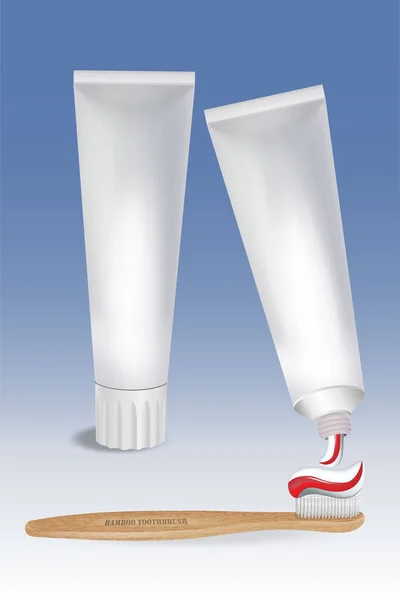 Tube Dentifrice Blanc Vide Vide Concept Hygiène Avec Brosse Éco — Image vectorielle