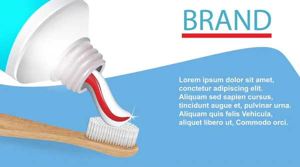 Tubo Dentifricio Spazzolino Illustrazione Vettoriale Tubo Realistico Pennello Crema Sfondo — Vettoriale Stock