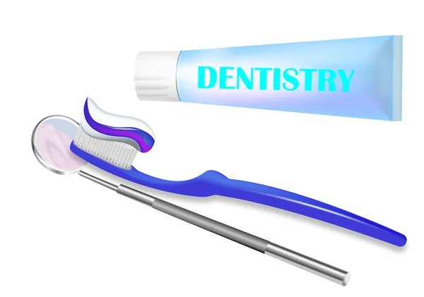 Nápis Pro Koncepci Zubní Pasty Izometrická Ilustrace Konceptu Vektoru Zubní — Stockový vektor