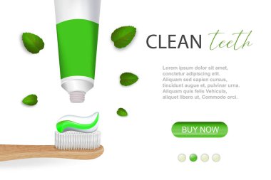 Diş Sağlığı Dişi ve Nane Yaprağı Simgesi Vektörü Kavramı.