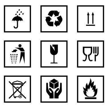 Beyaz Arkaplan ile ambalaj simgeleri