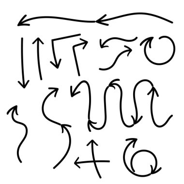 İzole edilmiş vektör el beyaz arkaplanda çok yönlü oklar çizdi.