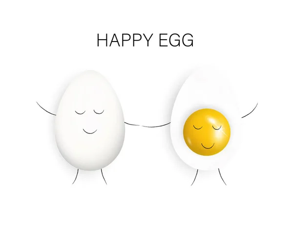 Gekochte Eier Glücklich Verliebte Gekochte Eier Auf Weißem Hintergrund Witzigen — Stockvektor