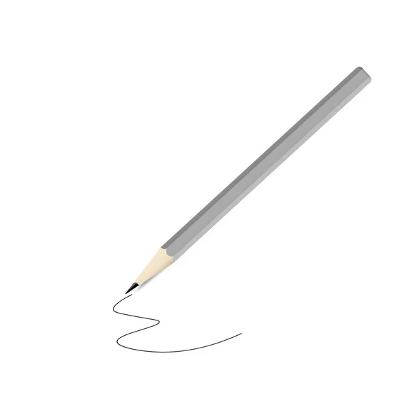 Scherp houten potlood tekenen of schrijven. Schoolbriefpapier icoon. Gekleurde vlakke vector illustratie van geslepen gereedschap geïsoleerd op witte achtergrond — Stockvector