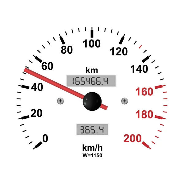 흰색으로 수준의 속도계 Car Tachometer 속도계 Dodometer 일러스트 — 스톡 벡터