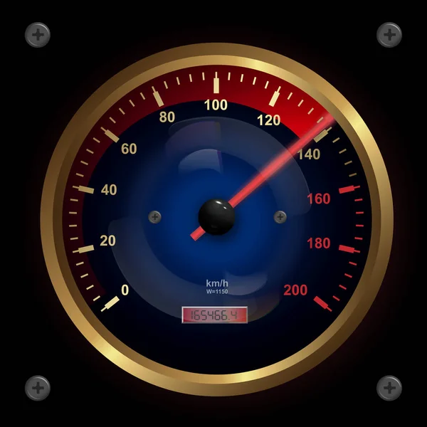 Realistic Vector Car Speedometer Interface Dashboard Panel Transport Automobile Illustration — Stock Vector