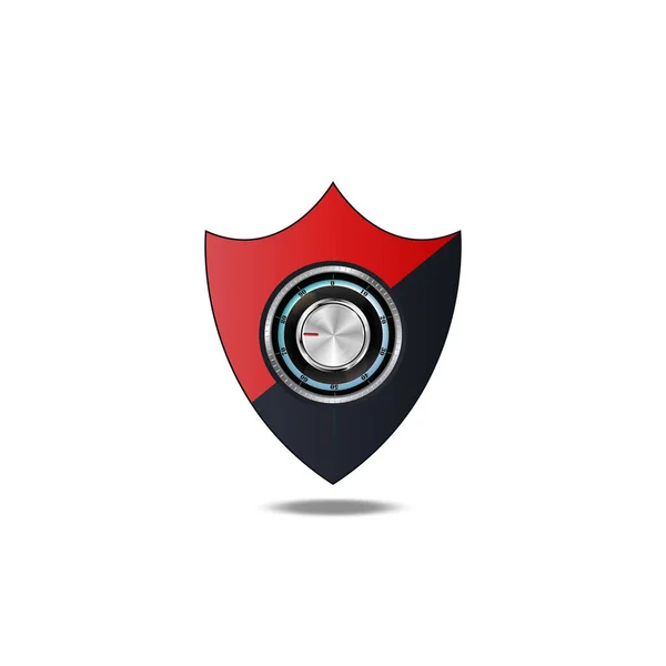 Símbolo de seguridad. Icono seguro en el fondo del escudo. Etiqueta de fiabilidad — Archivo Imágenes Vectoriales