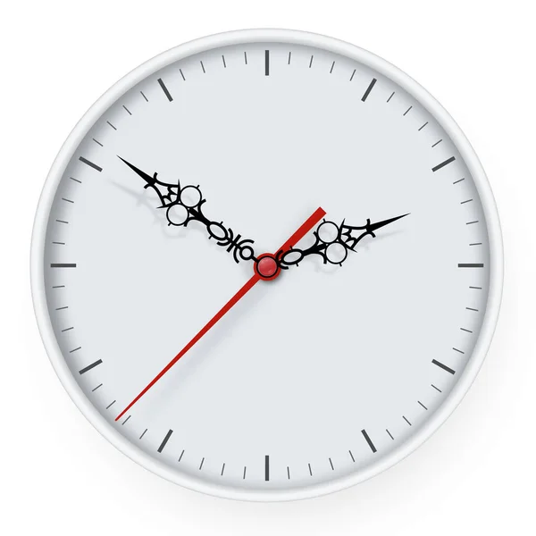 Ікона білого годинника з тінню. Векторна ілюстрація. Підготовка до брендингу та реклами, ізольованих на білому тлі. — стоковий вектор