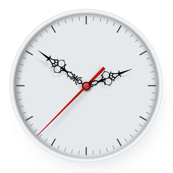 Ikone der weißen Uhr mit Schatten. Vektorillustration. Mock up für Branding und Werbung isoliert auf weißem Hintergrund. — Stockvektor