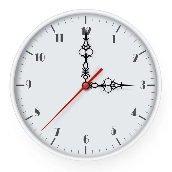 Ícone Relógio Branco Com Sombra Ilustração Vetorial Mock Para Branding — Vetor de Stock