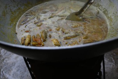 Küçük Yılankafa ya da Channa orientalis balığı. Geleneksel Asya balık köri yemeği. Hint mutfağı Bengali Balık Körisi. Asya yemeği ve yemeği. Lezzetli Hint balığı körisi. Hint yemeği..