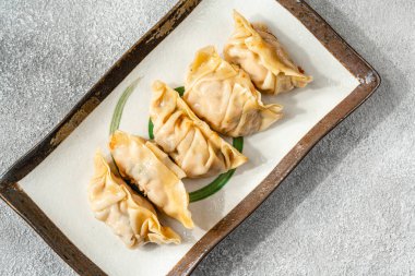 Izgara Gyoza veya jiaozi kızartmalı börek.