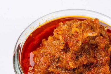 Sambal ikan teri ya da ançüez biberi Endonezya 'nın geleneksel mutfağıdır. Endonezya biber sosu. 