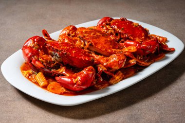 Yengeç soslu padang (Endonezya Kepiting Saus Padang). Acılı ve baharatlı Padang soslu yengeç..