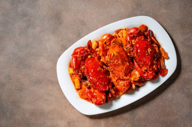 Yengeç soslu padang (Endonezya Kepiting Saus Padang). Acılı ve baharatlı Padang soslu yengeç..