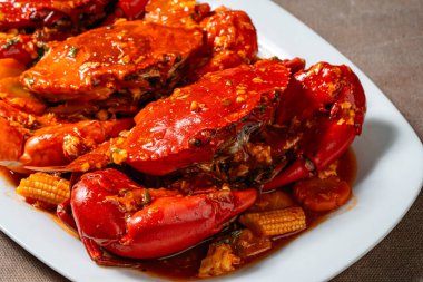 Yengeç soslu padang (Endonezya Kepiting Saus Padang). Acılı ve baharatlı Padang soslu yengeç..