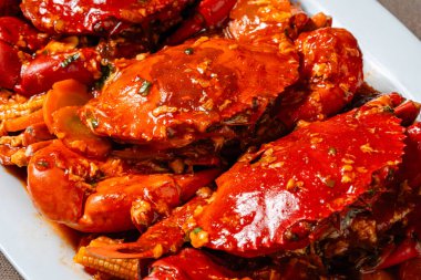 Yengeç soslu padang (Endonezya Kepiting Saus Padang). Acılı ve baharatlı Padang soslu yengeç..