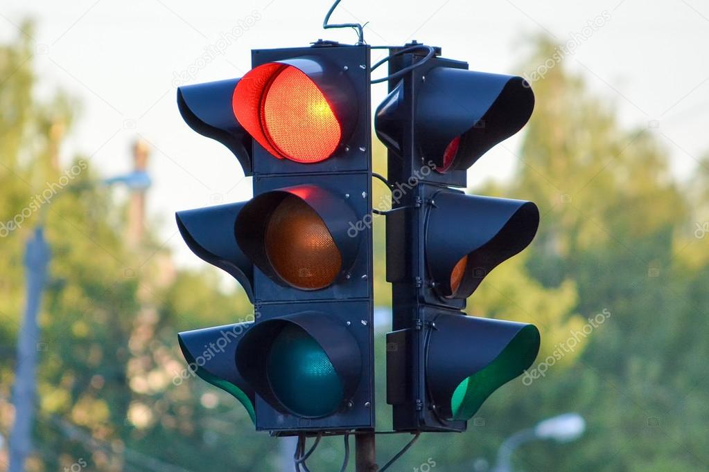 Traffic light with red color
