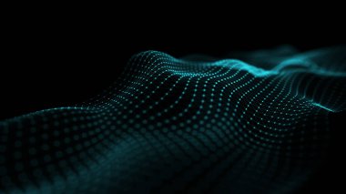 Soyut mavi fütüristik arka plan. Ağ verileri doğru ve noktalara bağlanıyor. Bilim alanı duvar kağıdı. 3B görüntüleme.