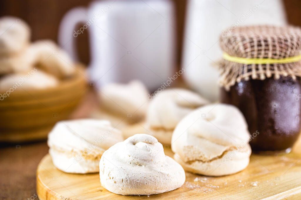 breakfast or afternoon snack. Homemade cookies called sighs or meringue