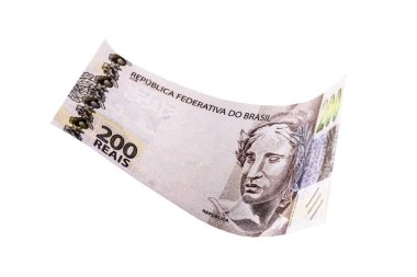 200 reais banknot, Brezilya 'dan yeni banknot, izole beyaz arka plan