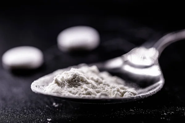 Cuchara Con Cocaína Drogas Preparadas Para Consumo — Foto de Stock