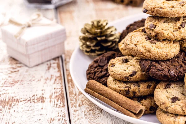 Tradição Natal Americano Biscoito Para Papai Noel Noite Natal Nos — Fotografia de Stock