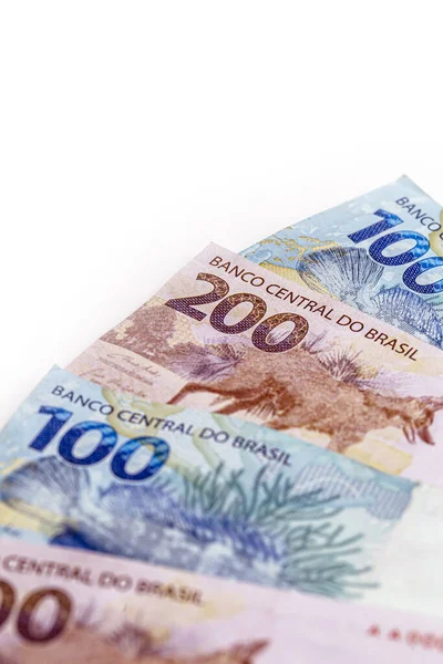Billetes 100 200 Reales Dinero Brasil Concepto Economía Brasileña Crecimiento — Foto de Stock