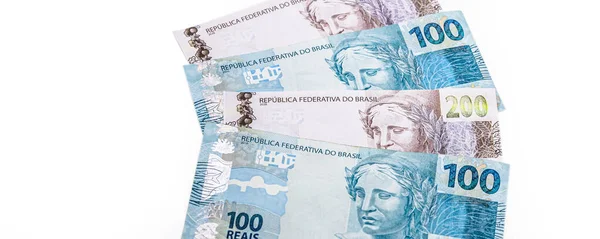 Einhundertzweihundert Reais Scheine Geld Aus Brasilien Zahlungs Und Kreditkonzept Gewinn — Stockfoto