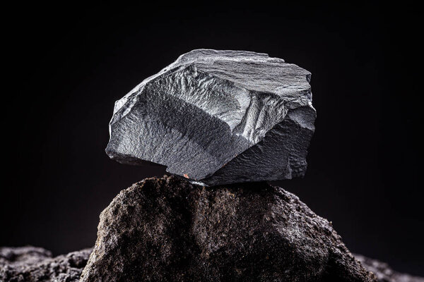 iron ore in a mineral extraction mine. Concept of rock excavation, metallic iron industry